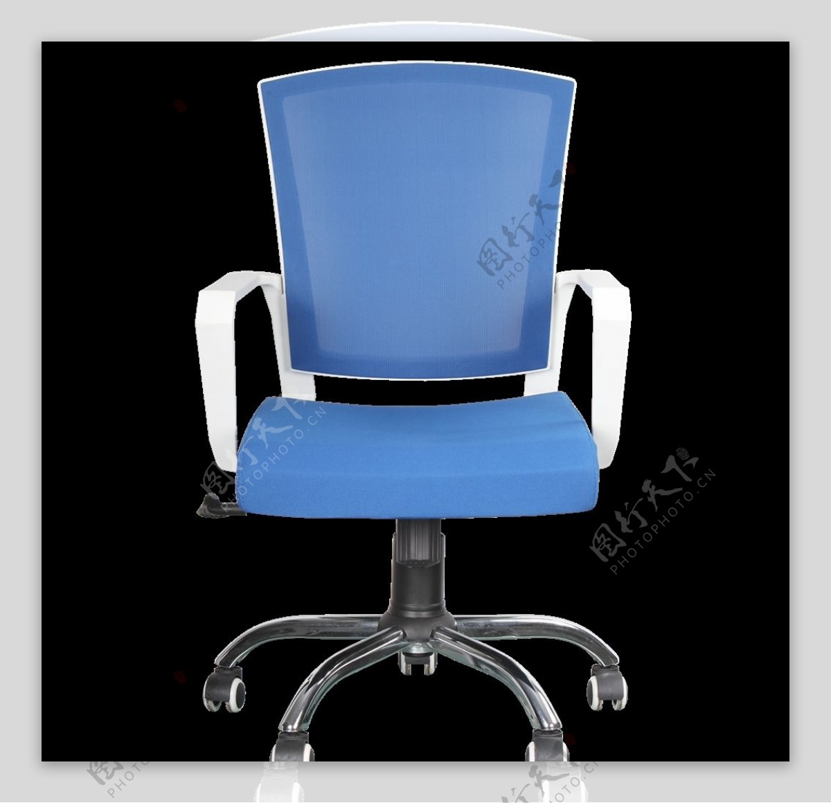 蓝白色时尚办公椅正面