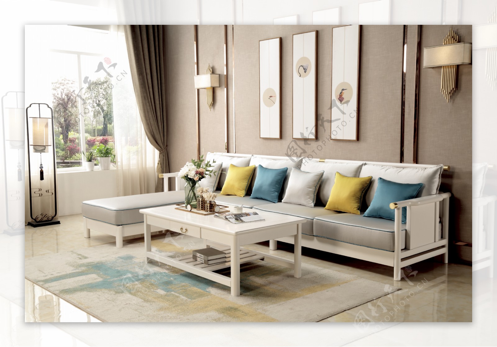 客厅沙发现代中国风中式