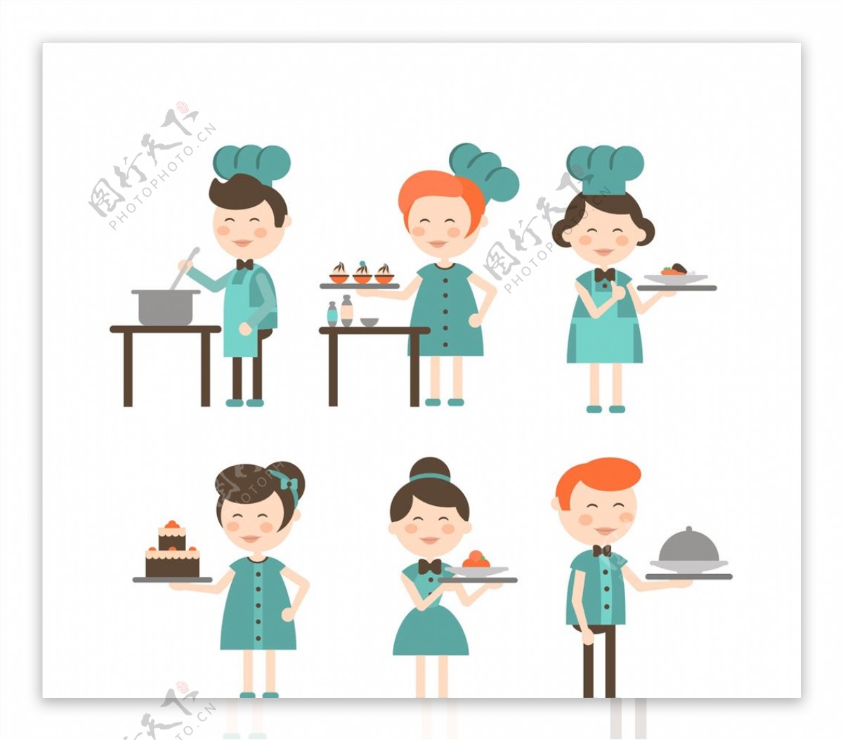 厨师和女服务员卡通