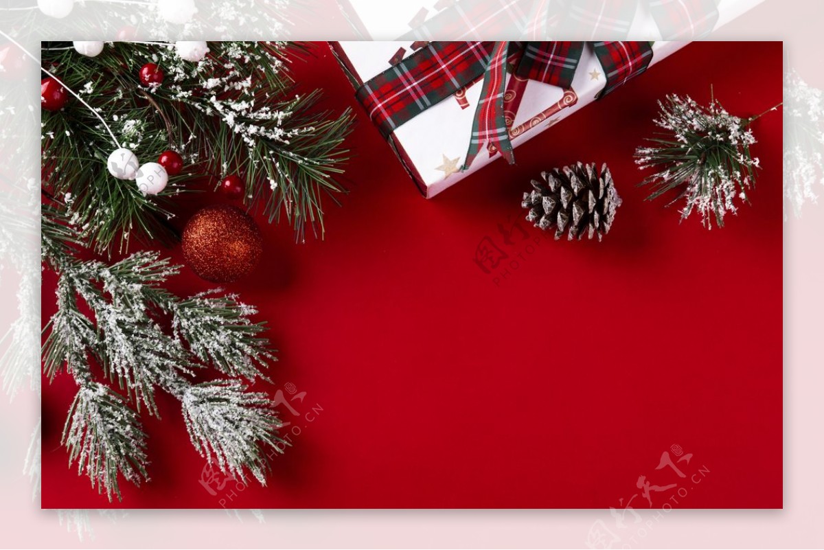 圣诞节礼物红色简约背景素材