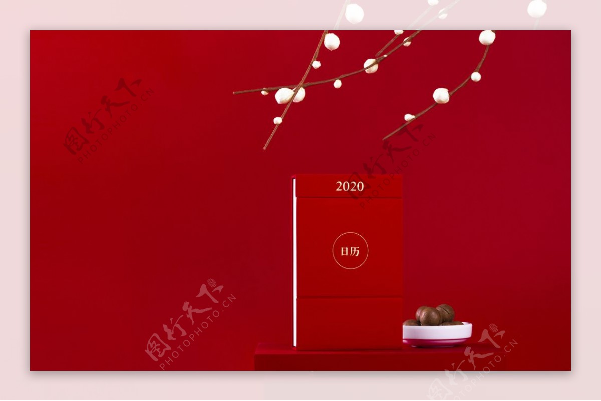 新年日历红色节日背景素材