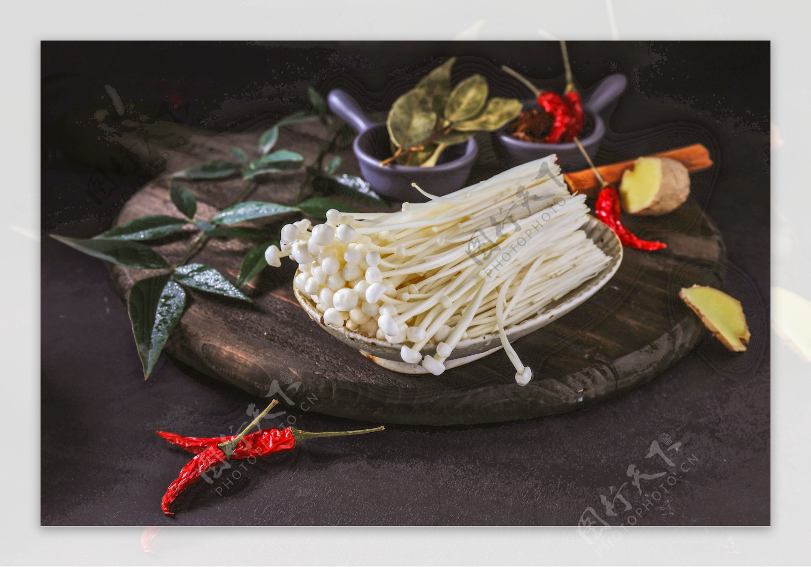金针菇火锅美食食材背景素材