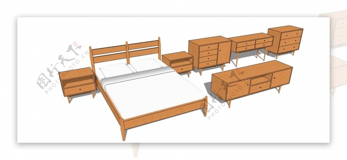 木床skp模型