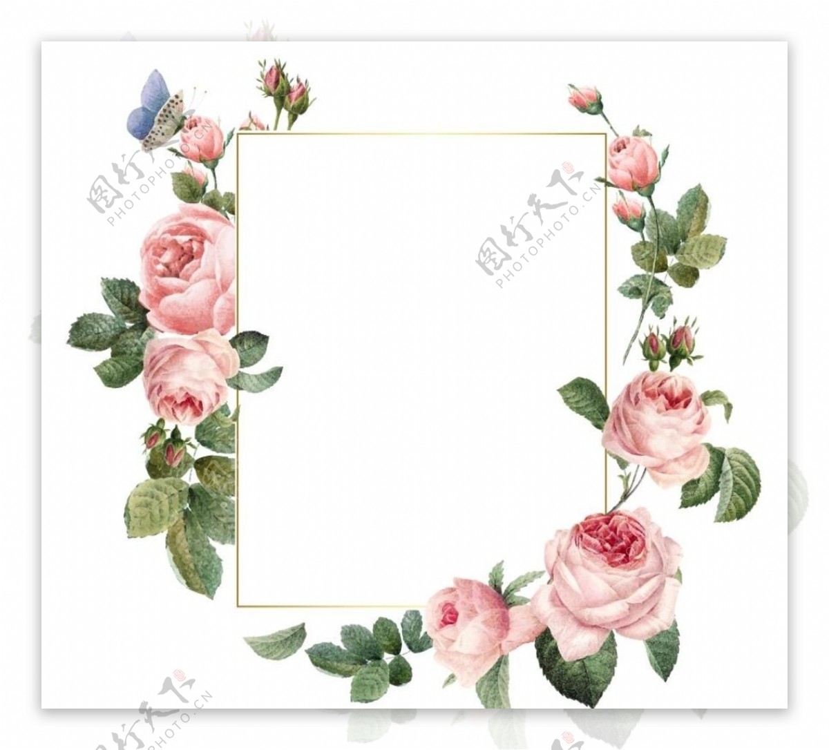 粉色淡雅清新玫瑰花框