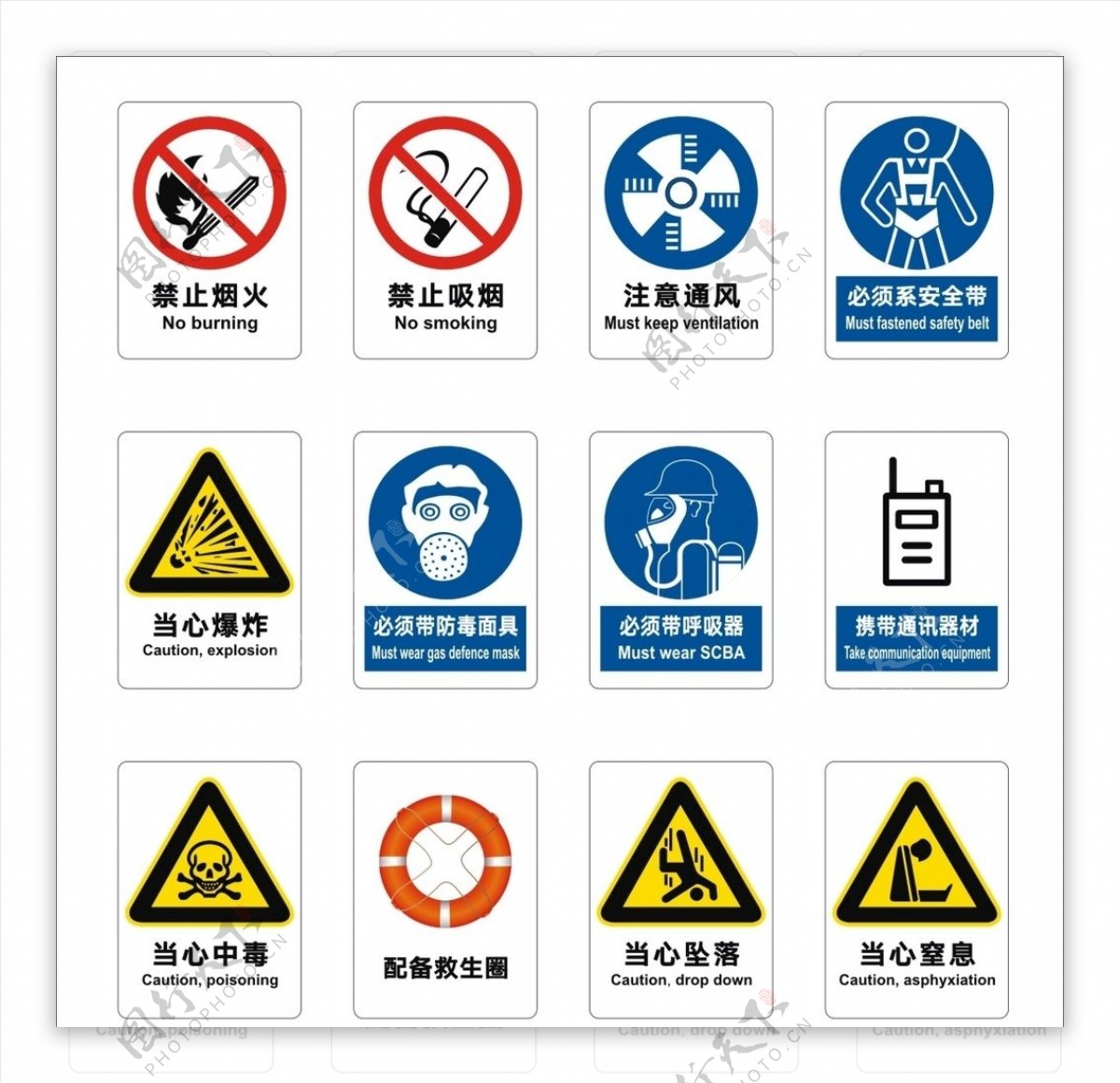 各种矢量安全生产禁止指示牌