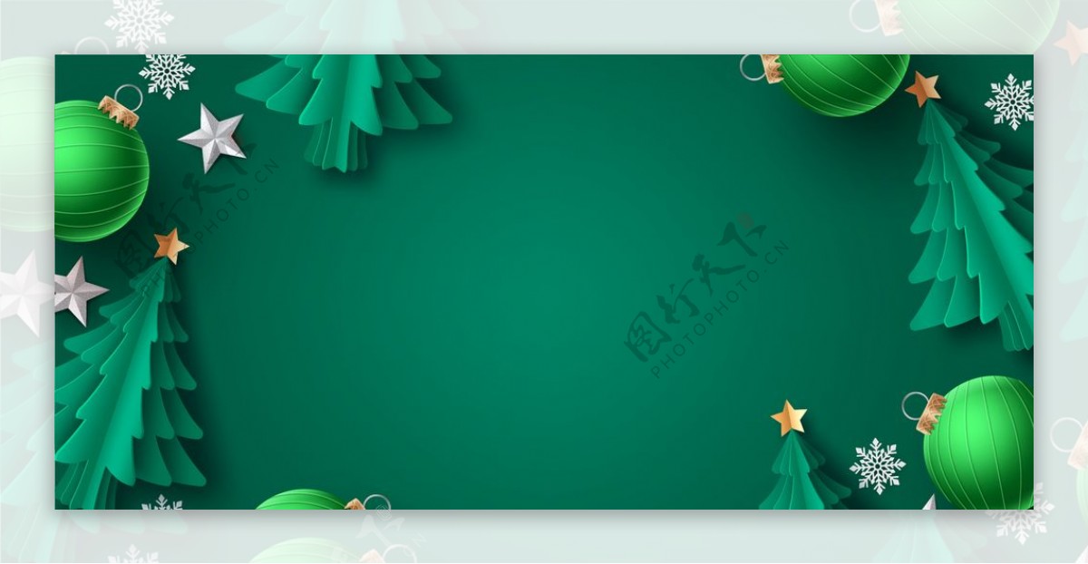 圣诞节绿色清新背景海报素材