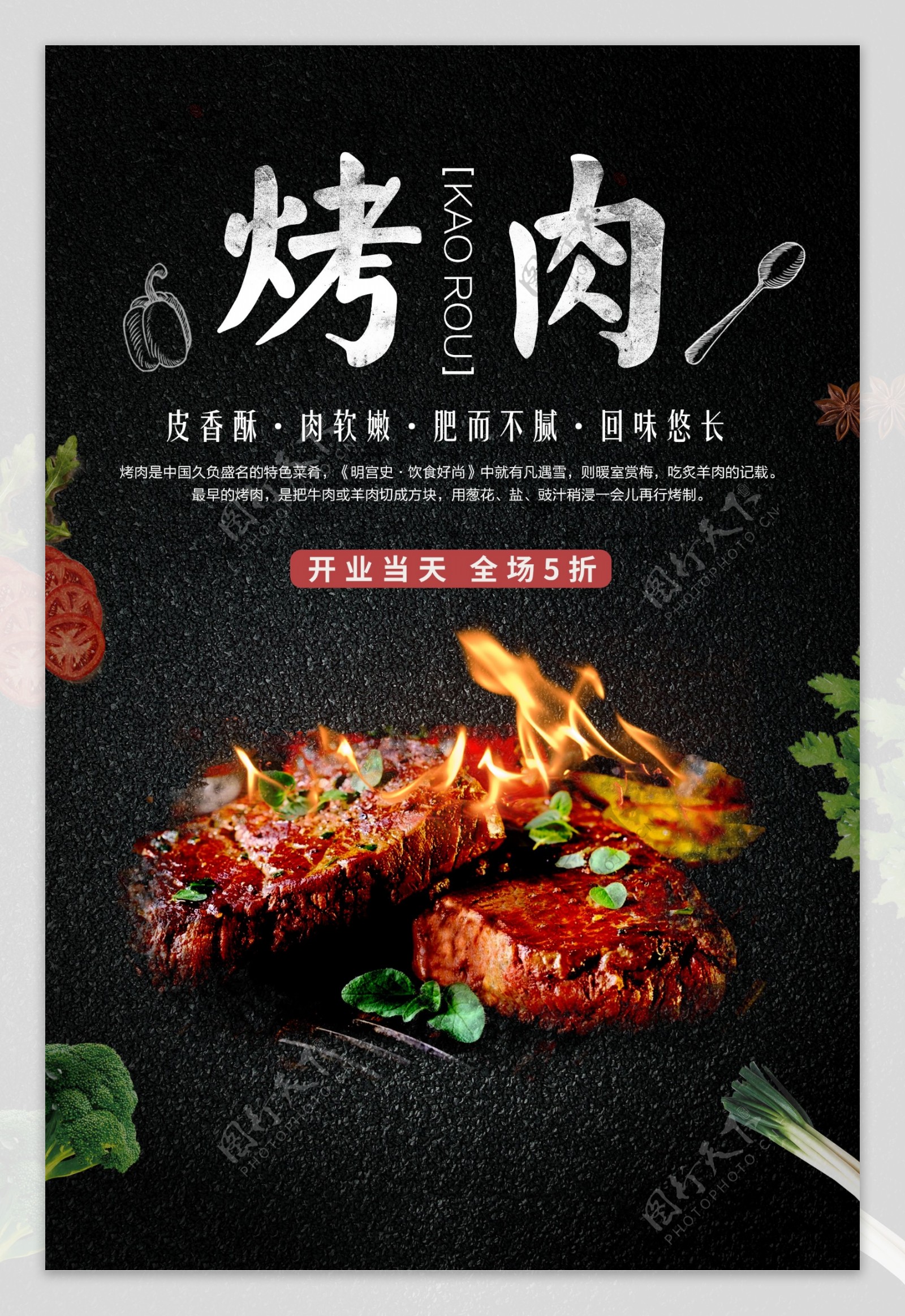 烤肉美食食材活动促销宣传展板