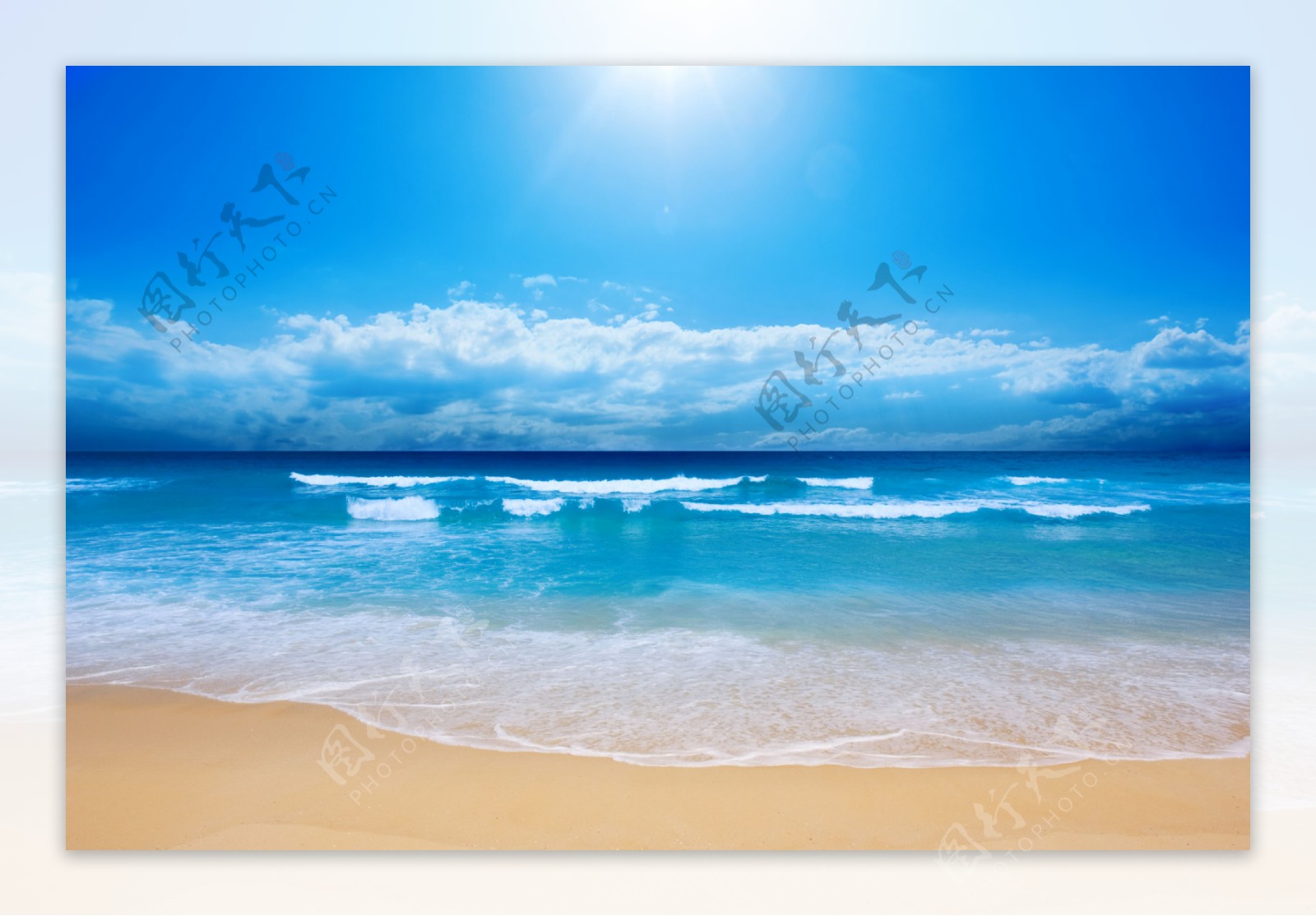 蓝天白云大海与银色的沙滩50375_大海与海边_风景风光类_图库壁纸_68Design