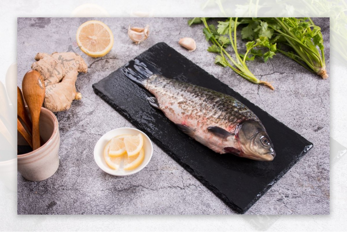 鱼美食食材餐饮合成背景素材