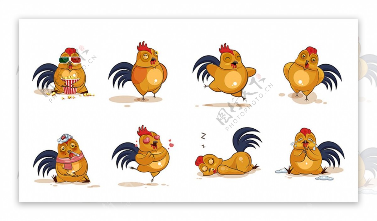 公鸡皇冠卡通动物表情包1