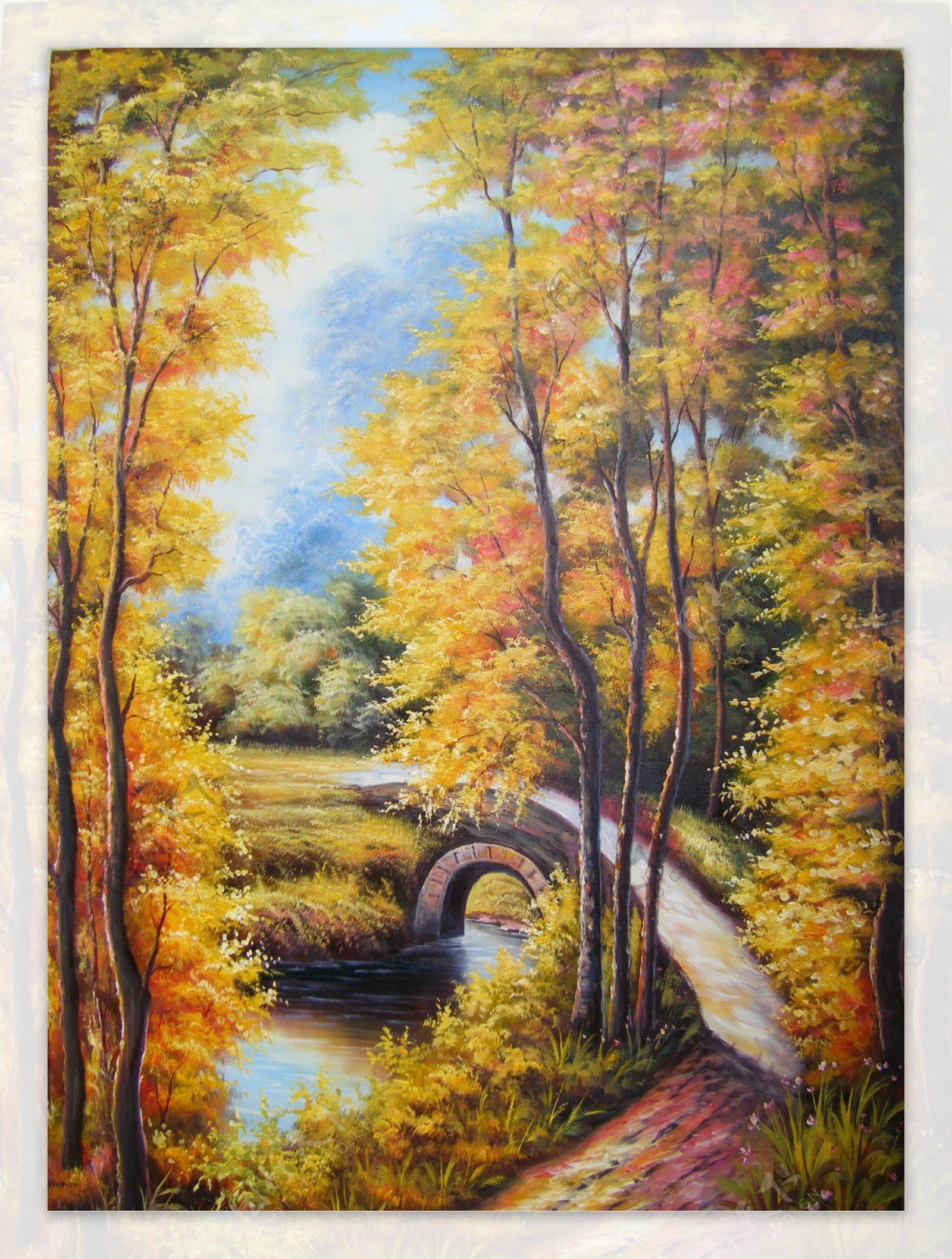 枫树林油画风景画装饰画背景墙
