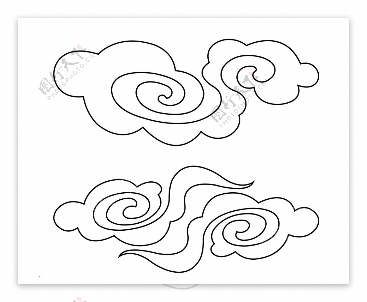 云朵雕刻线描图图片
