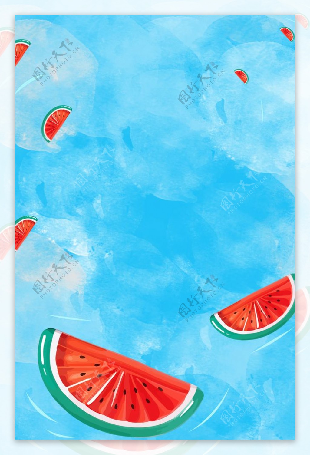 夏季西瓜蓝色海报背景素材