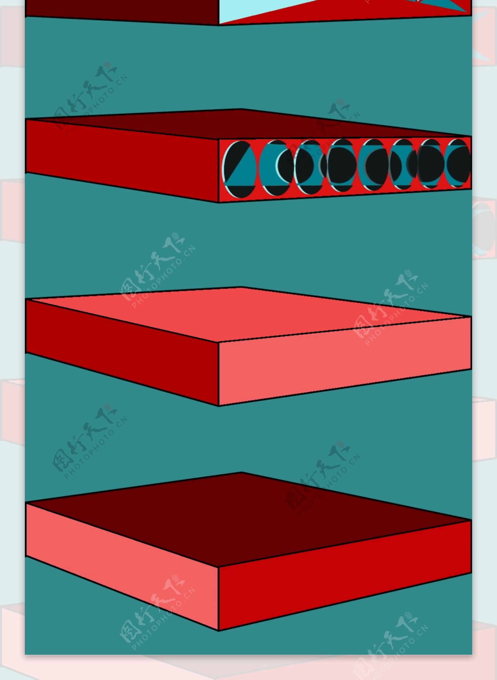 长方体盒子模型psd图片