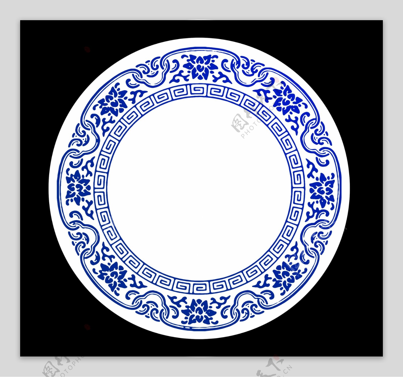 高清透明青花瓷盘子中国风花纹图片