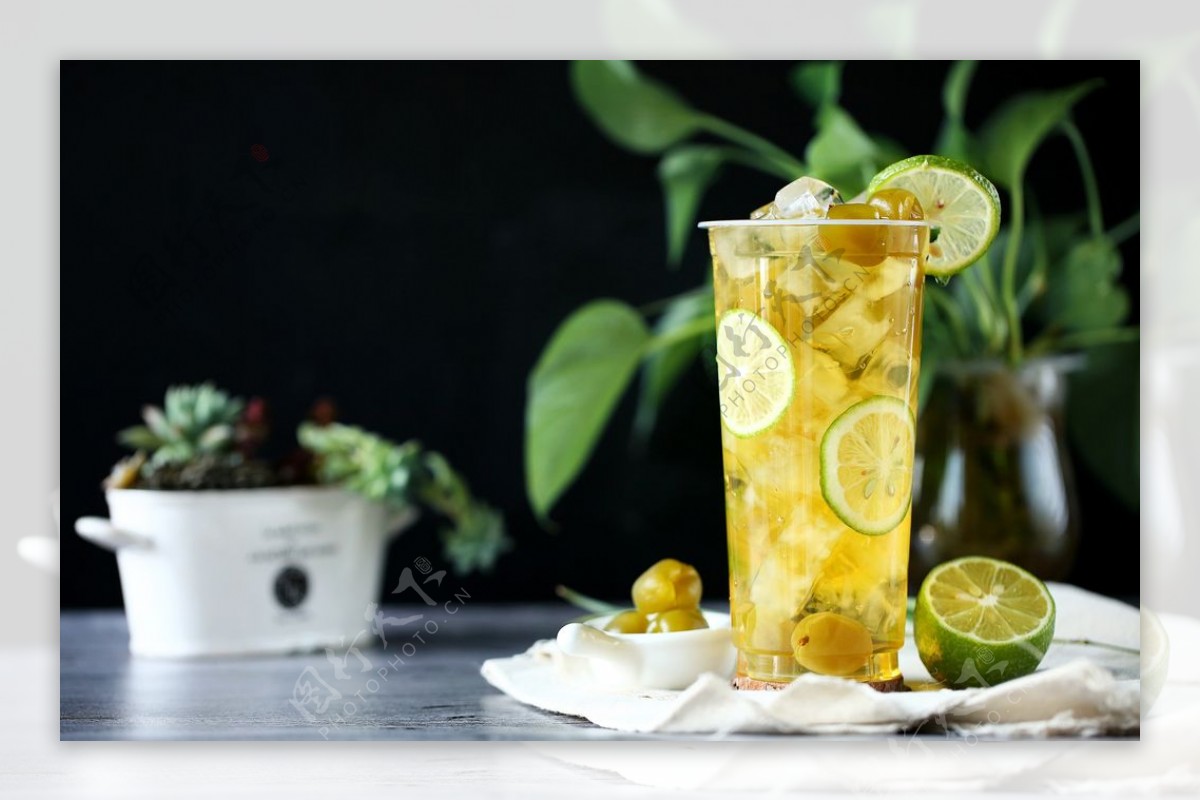 奶茶水果茶柠檬青提图片