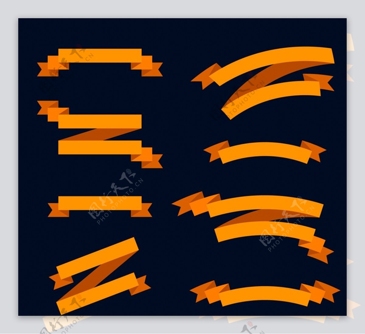 橙色丝带条幅矢量图片