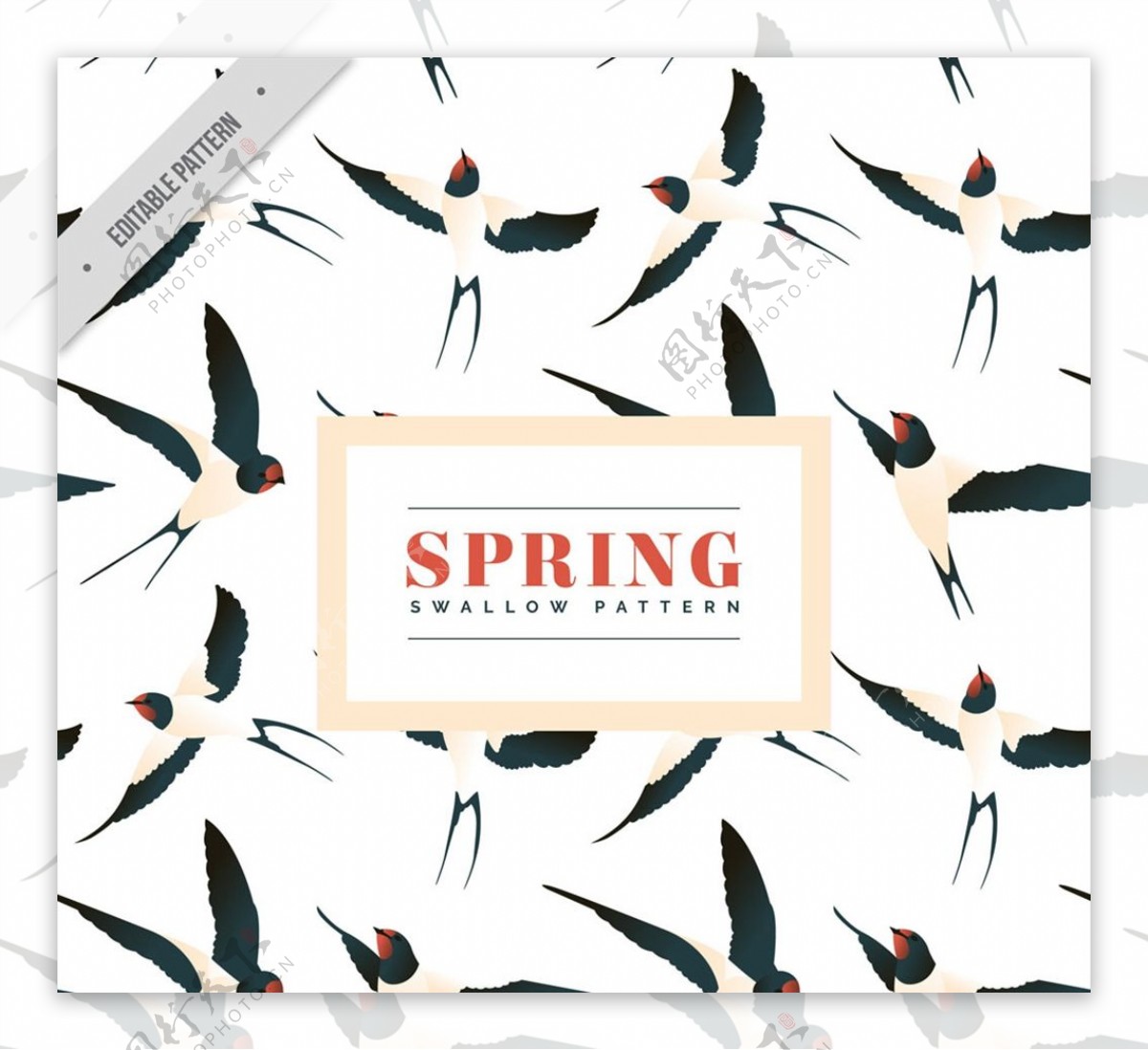春季燕子无缝背景图片
