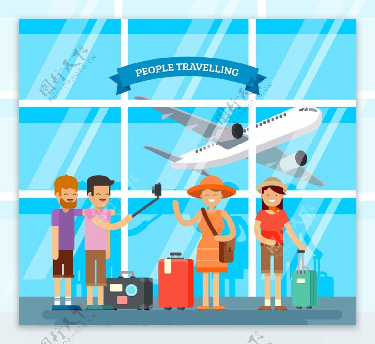 机场旅行人物图片