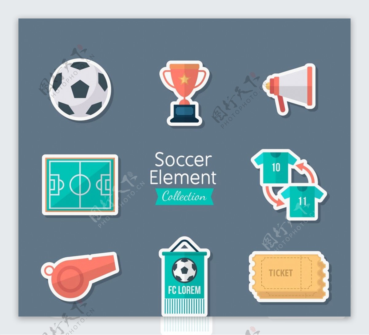 创意足球元素贴纸图片