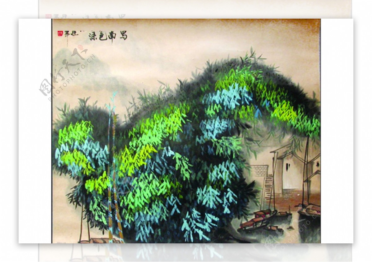 传统书画江南月色图片