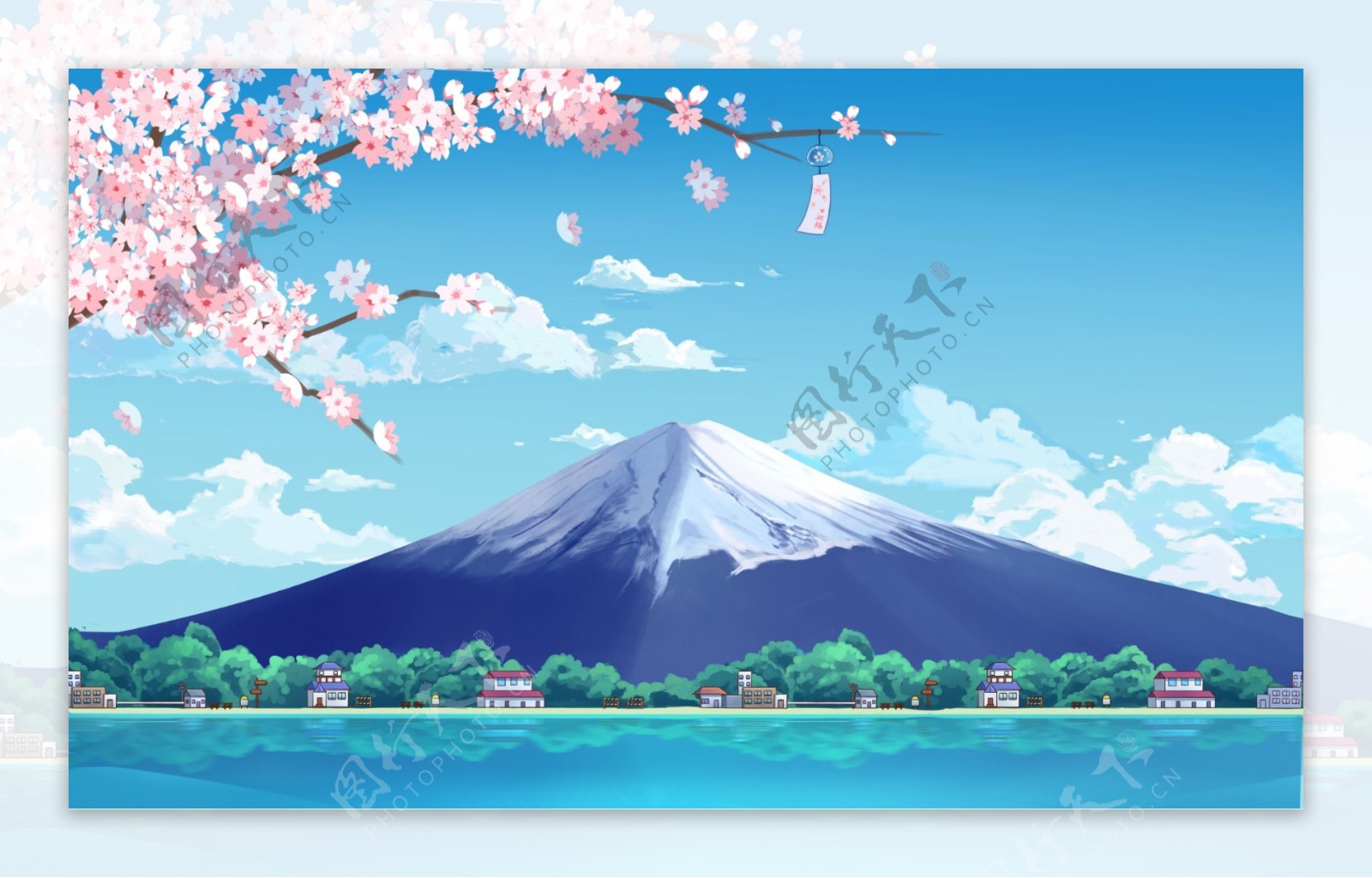 日本富士山插画卡通海报素材图片