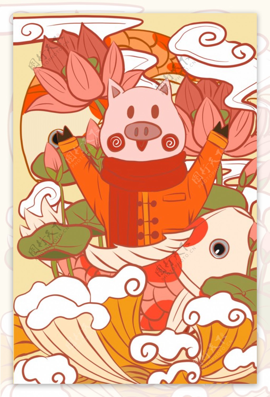 手绘猪猪插画图片