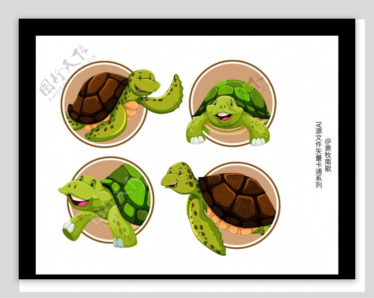 乌龟卡通AI矢量图图片
