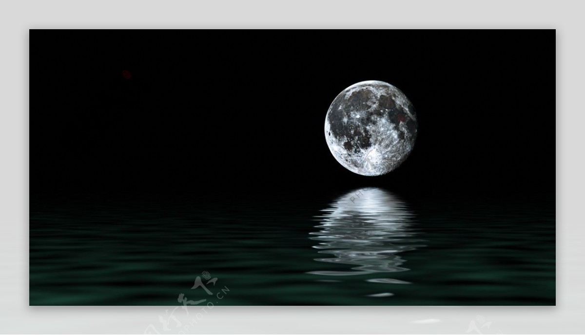 月亮海洋海水夜色海报背景素材图片