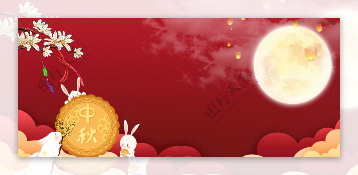淘宝天猫中秋节红色背景图片