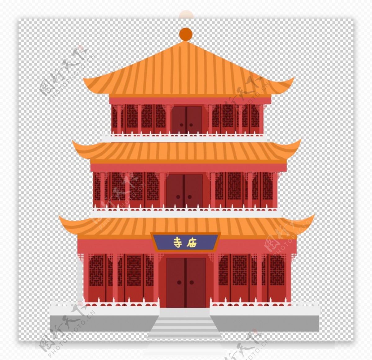 手绘古建筑图片