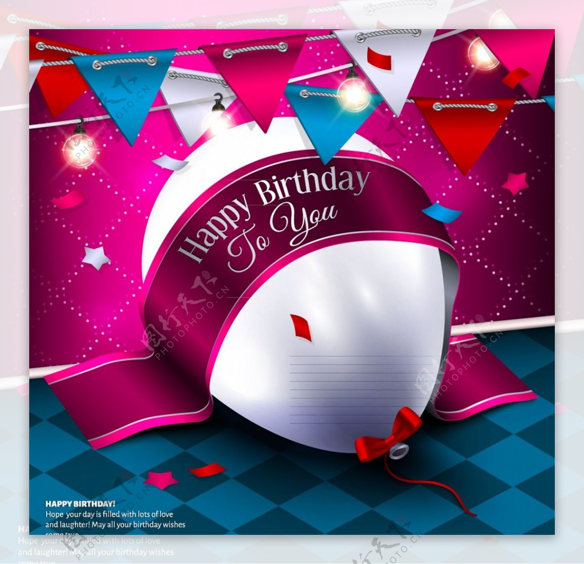 生日气球和三角拉旗图片