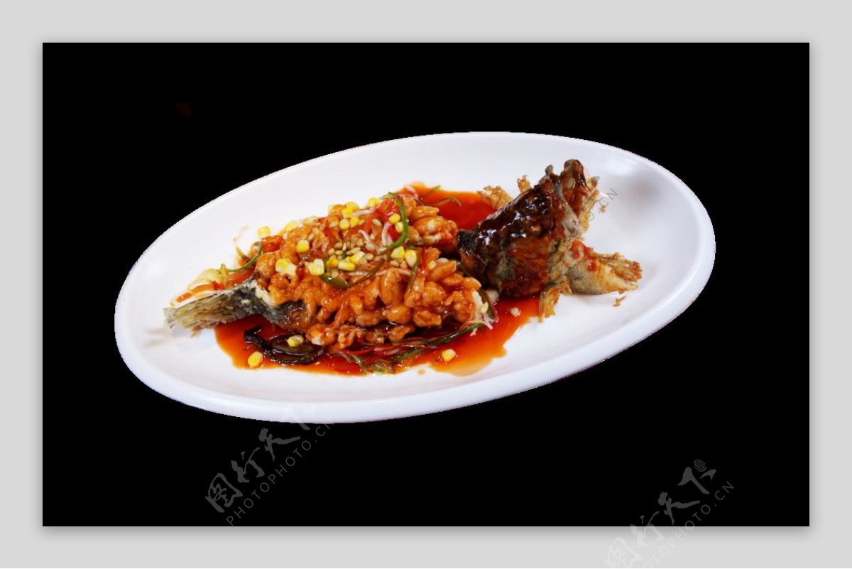 松鼠桂鱼美食食材背景海报素材图片