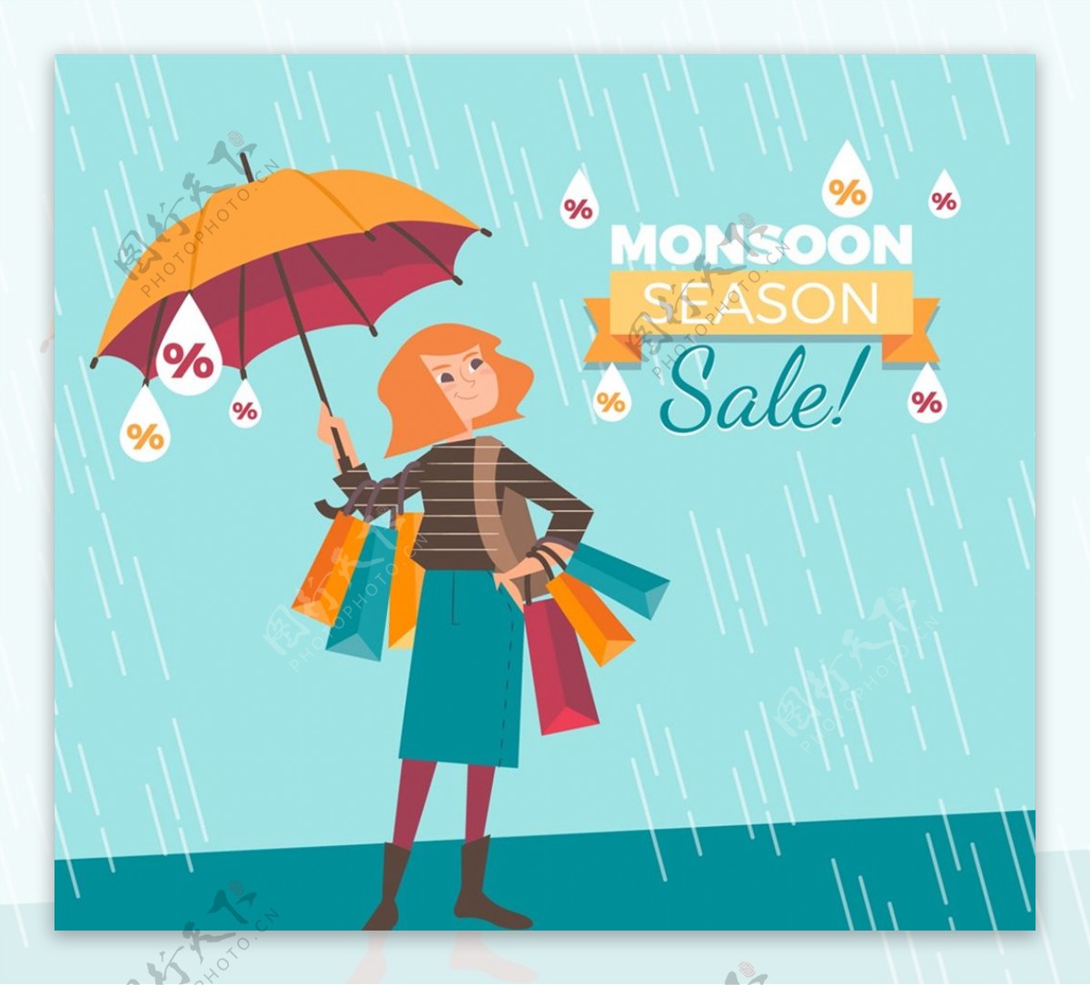雨季购物促销海报图片