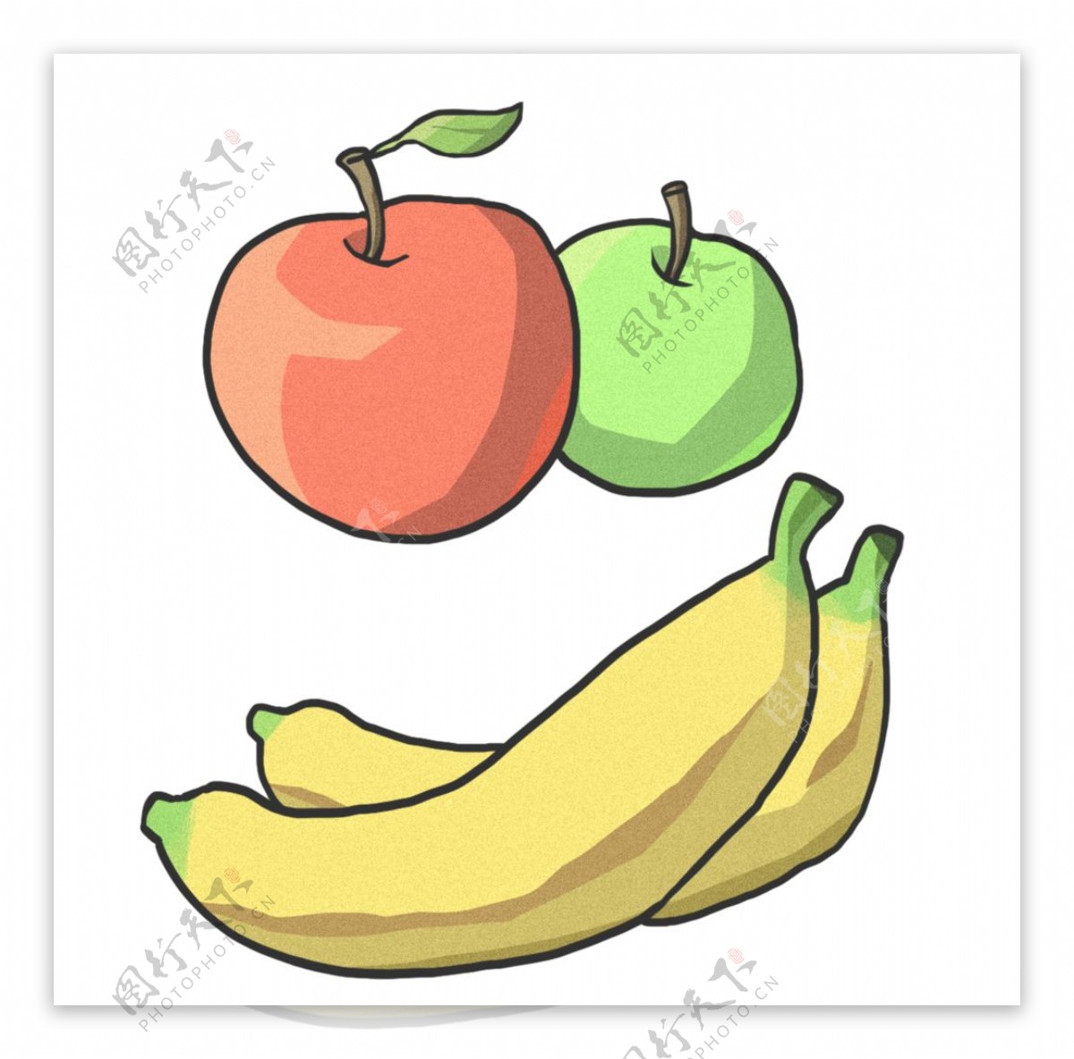 苹果香蕉手绘素材图片