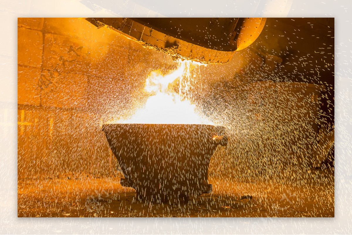 钢水铁水工厂火花背景海报素材图片