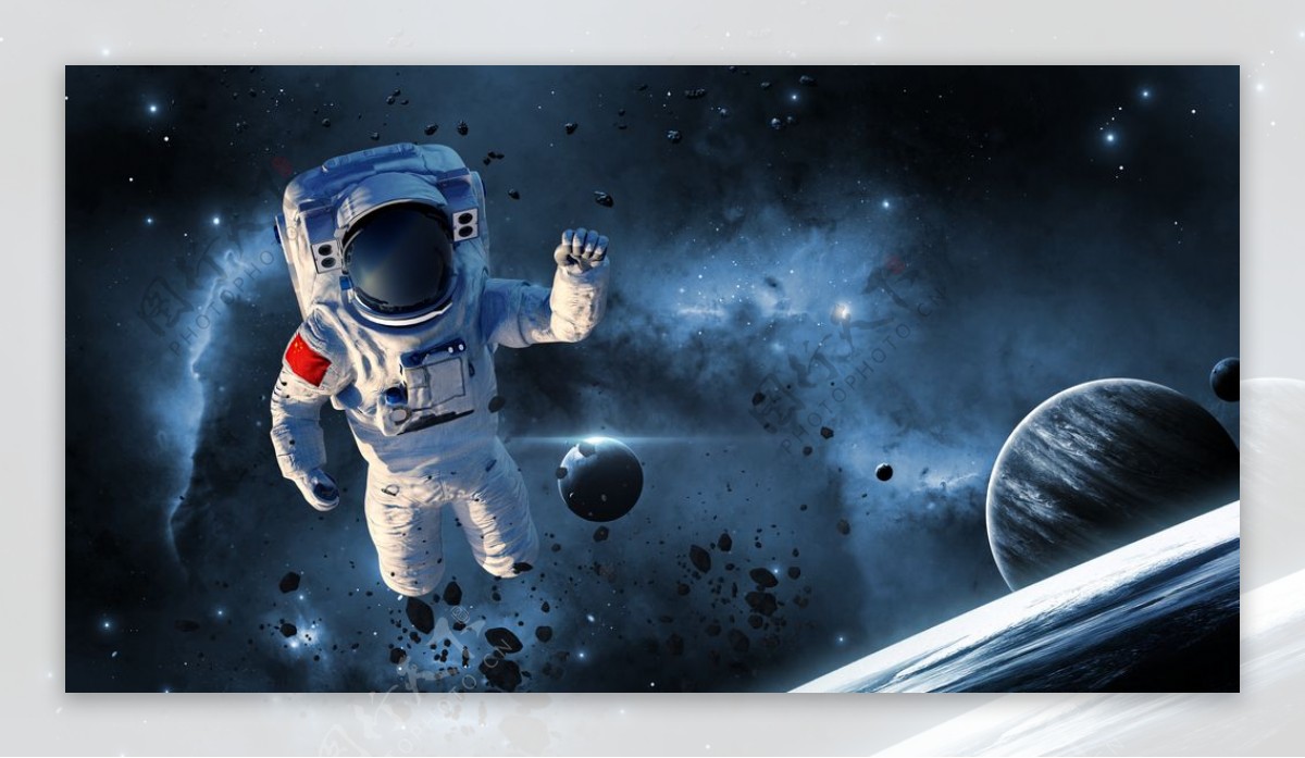 太空人宇宙背景模板图片