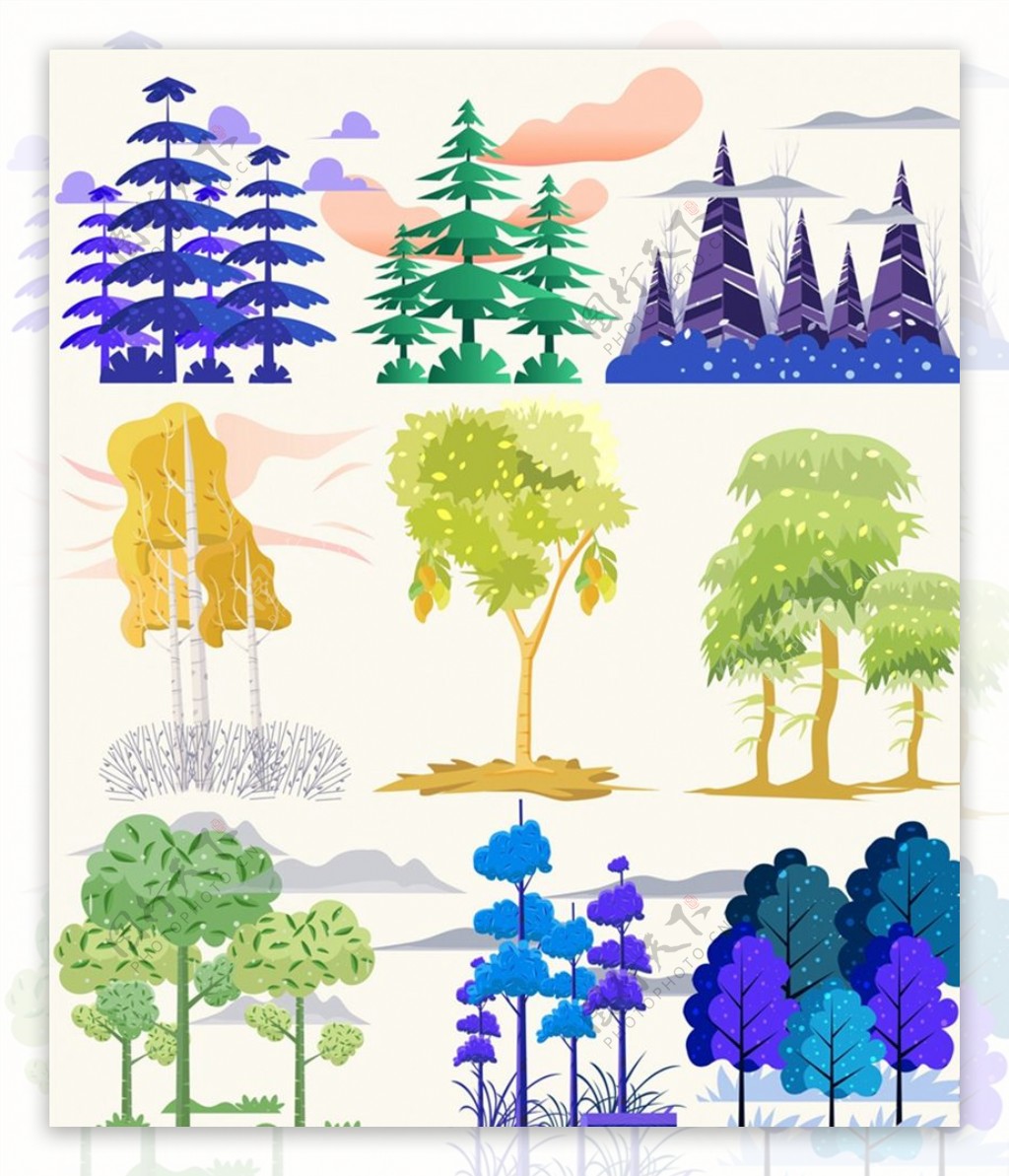 彩色森林树木图片