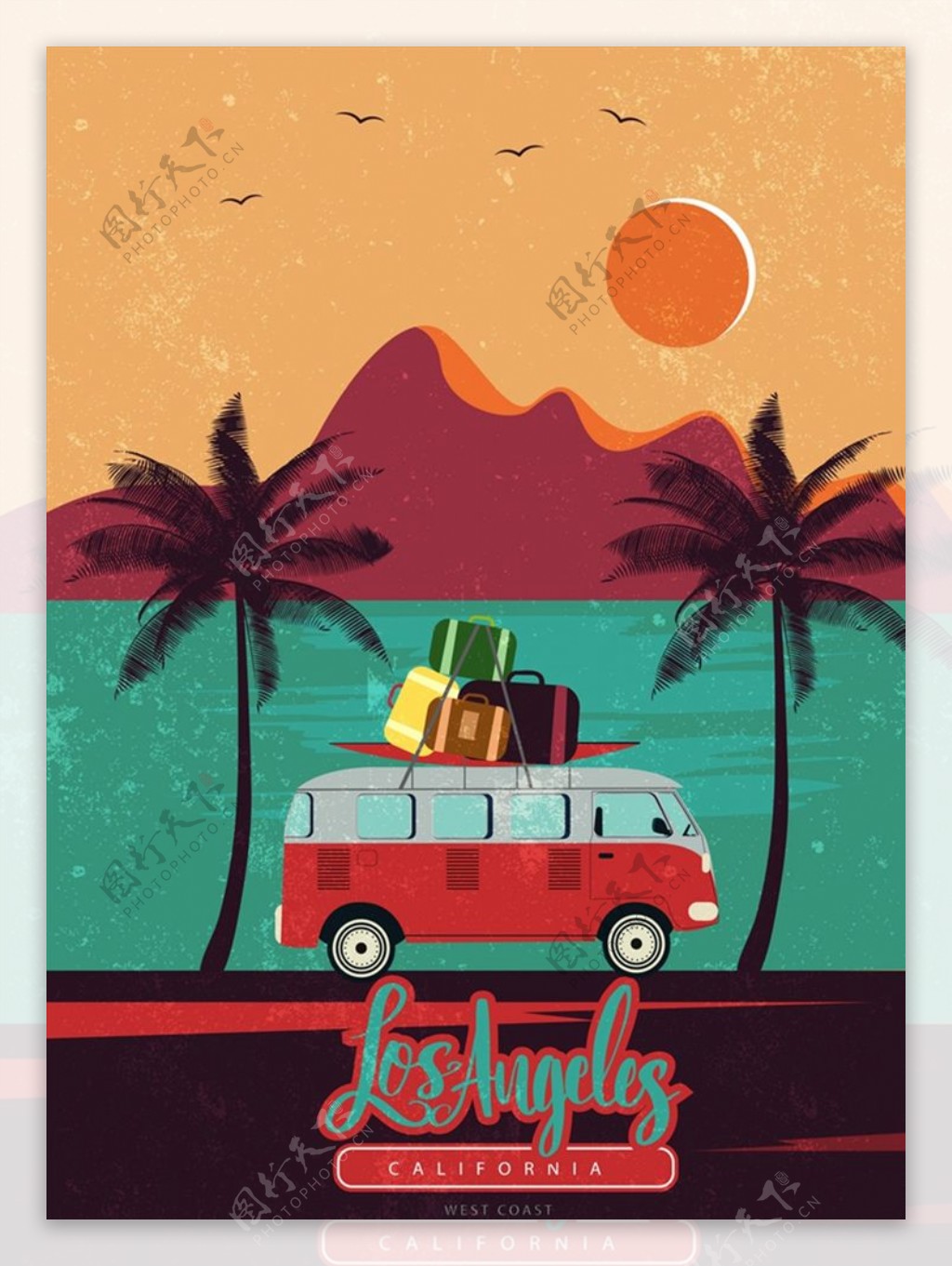 海边度假巴士海报图片