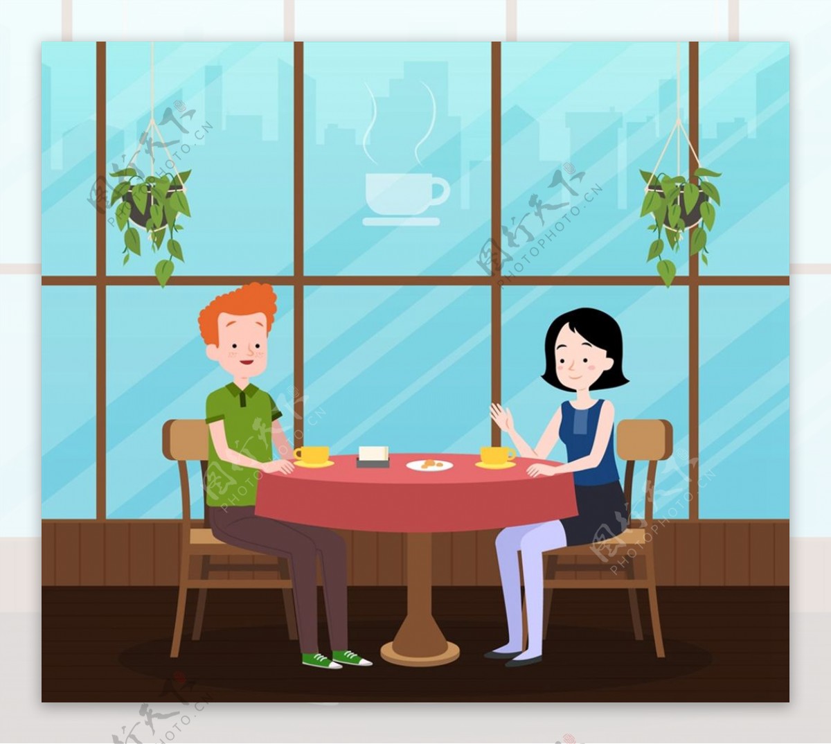 咖啡厅约会的男女图片