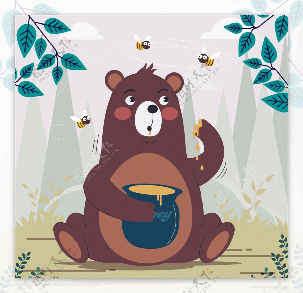 吃蜂蜜的棕熊图片