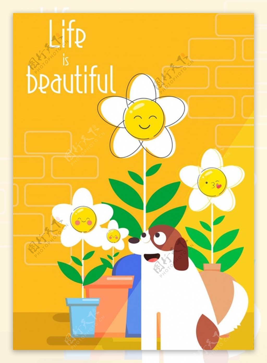 花盆和宠物狗图片