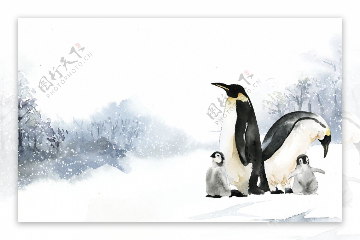 南极企鹅装饰画图片