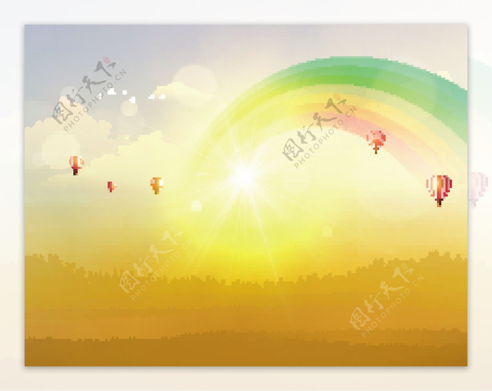 气球彩虹图片