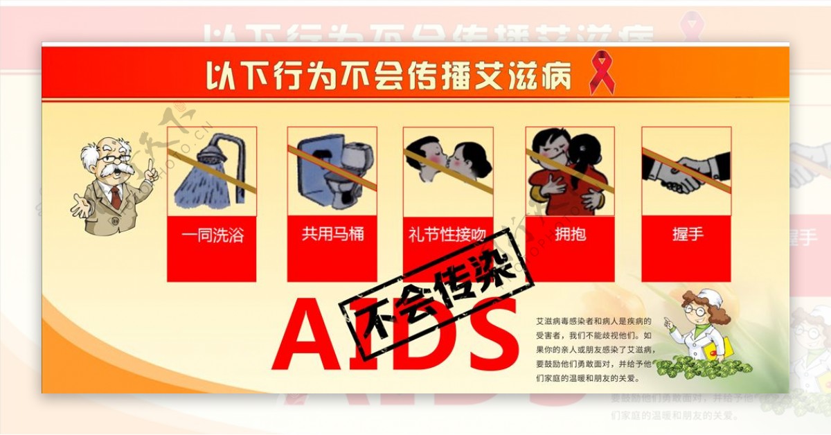 以下行为不会传播艾滋病展板图片