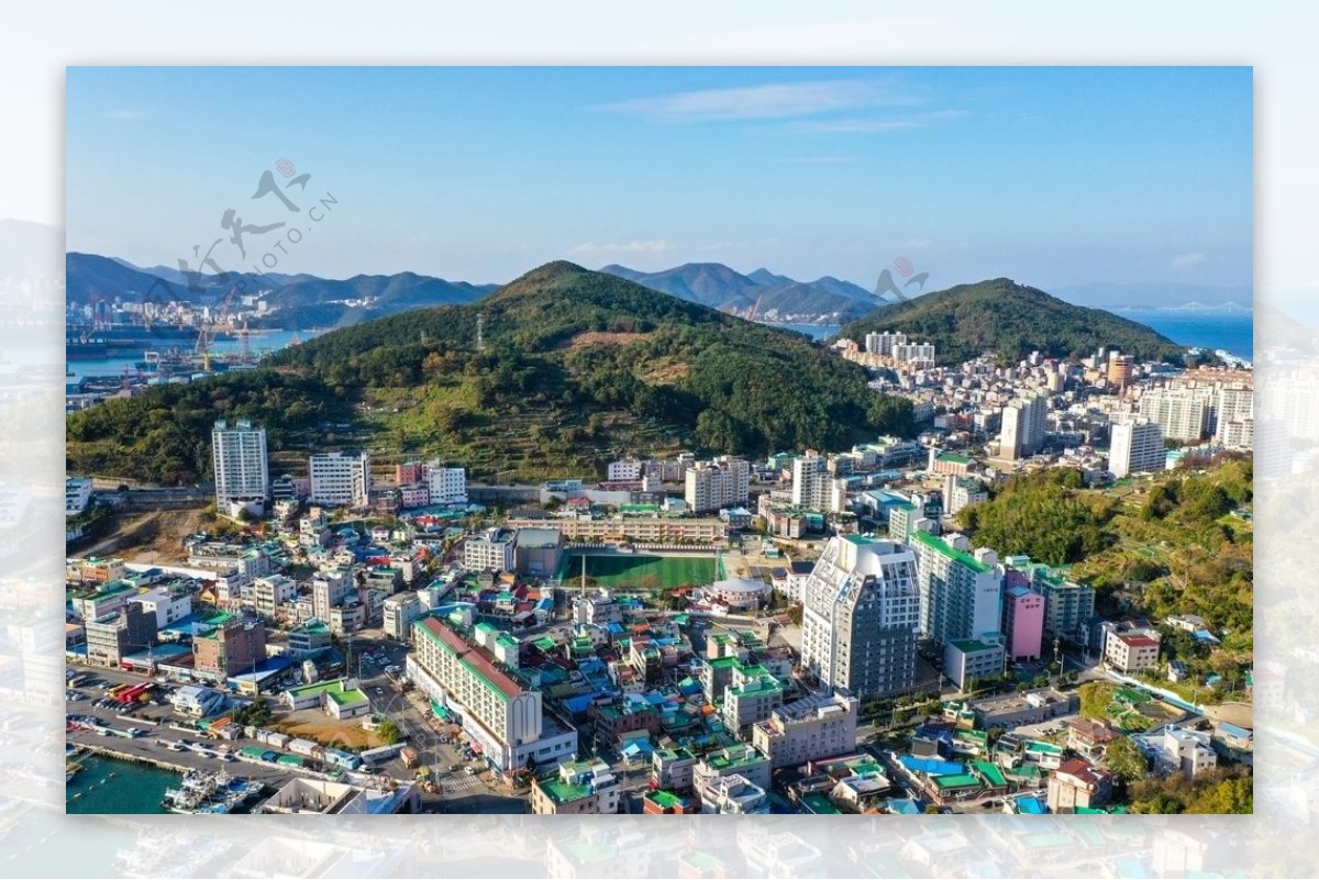 韩国釜山广安大桥和海云台高清摄影大图-千库网