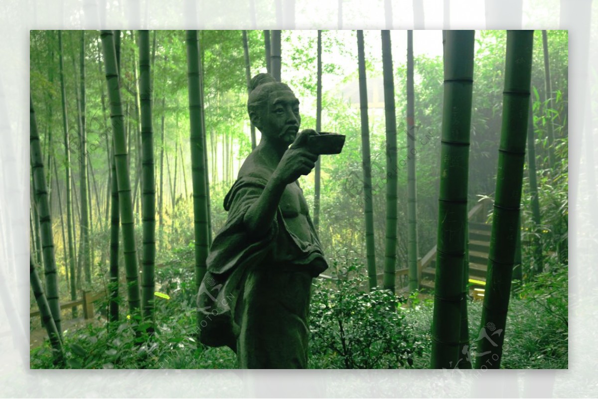 竹林里的雕塑图片