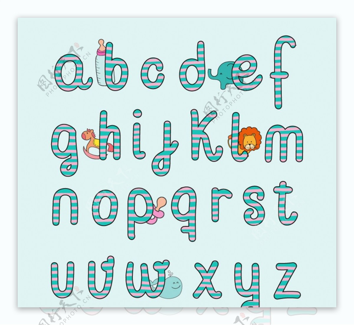 婴儿风格英文字母图片