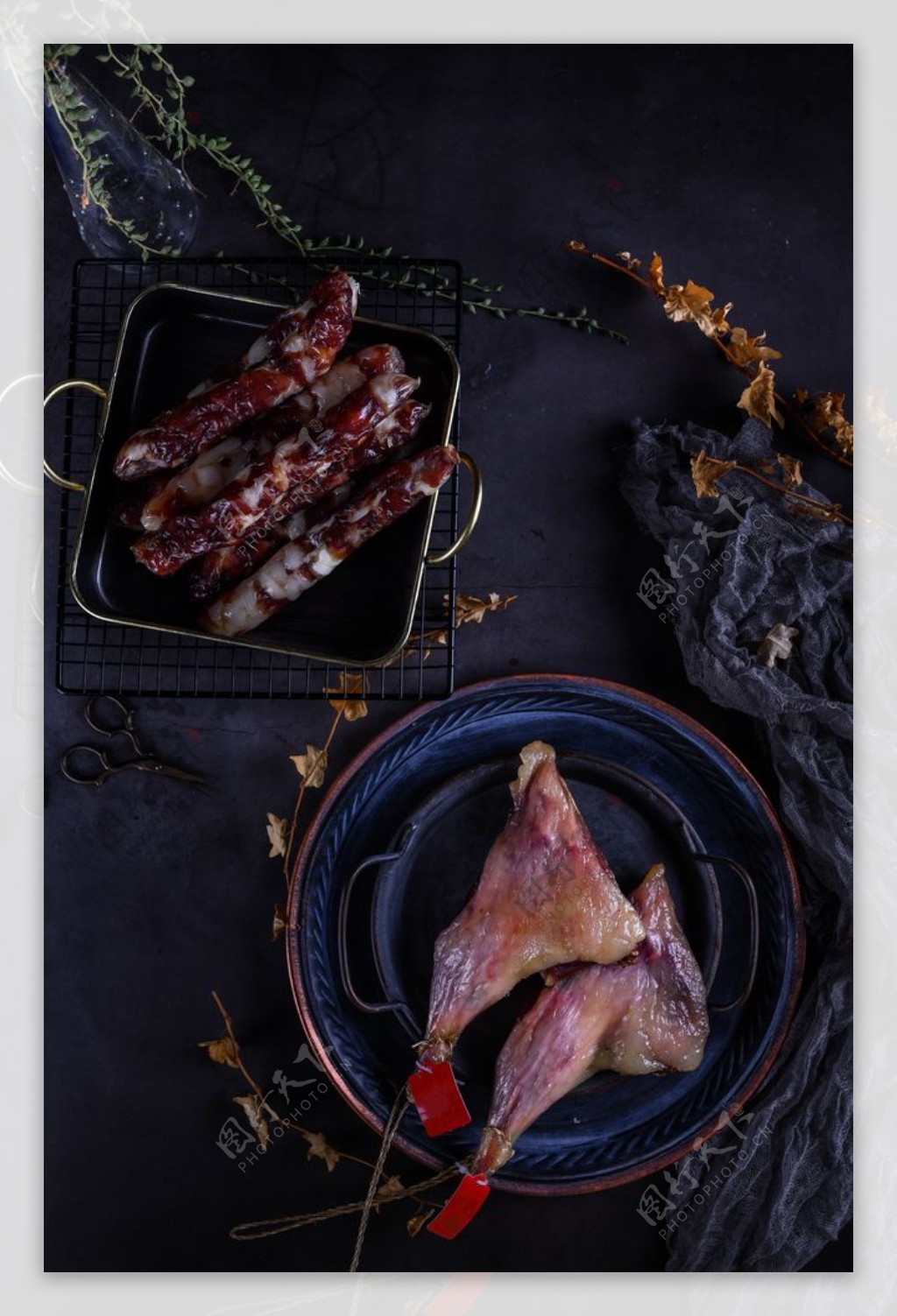 腊肉年货美食食材背景海报素材图片