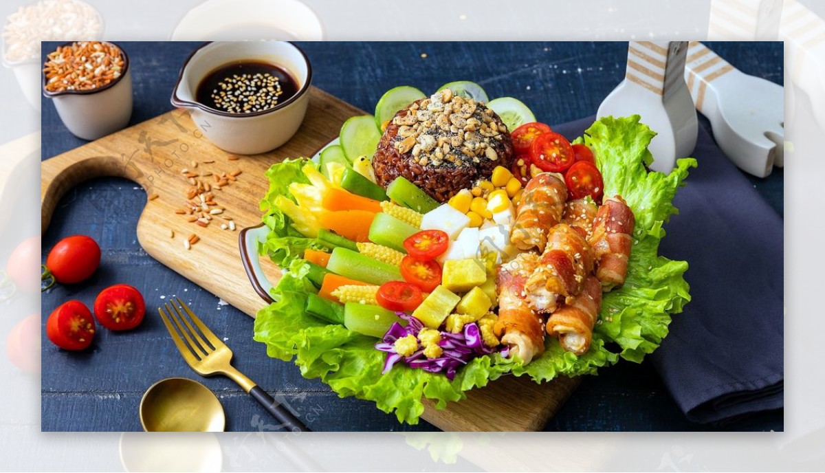 蔬菜沙拉美食食物背景图片